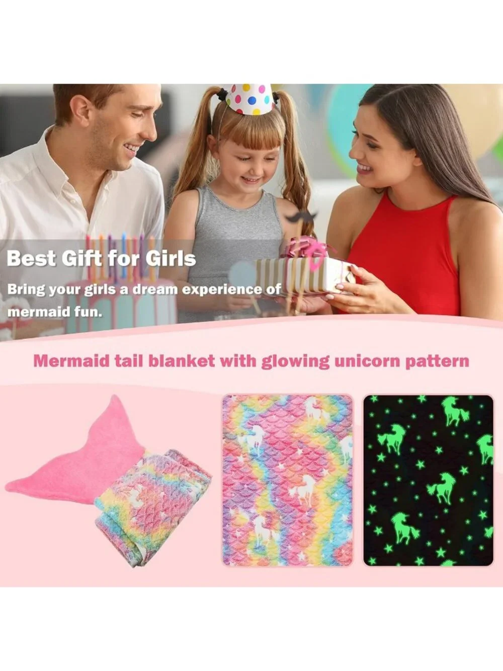 Glow in the Dark Mermaid Tail Blanket | Cozy Wearable Blanket for Kids